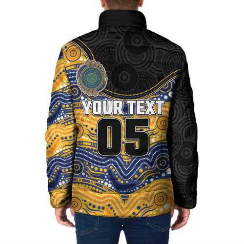 Custom Eels Padded Jacket Eel Mascot With Aboriginal Indigenous
