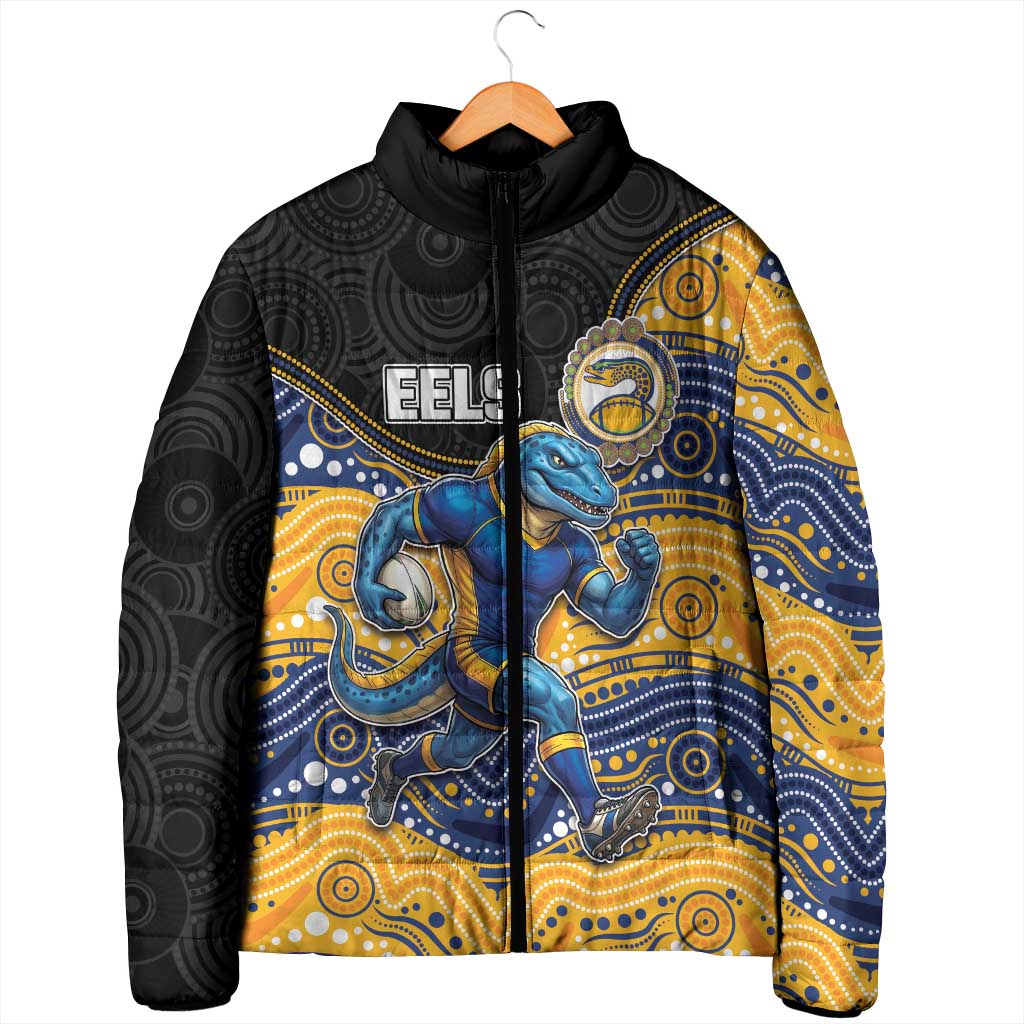 Custom Eels Padded Jacket Eel Mascot With Aboriginal Indigenous