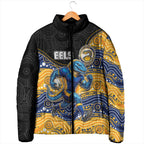 Custom Eels Padded Jacket Eel Mascot With Aboriginal Indigenous