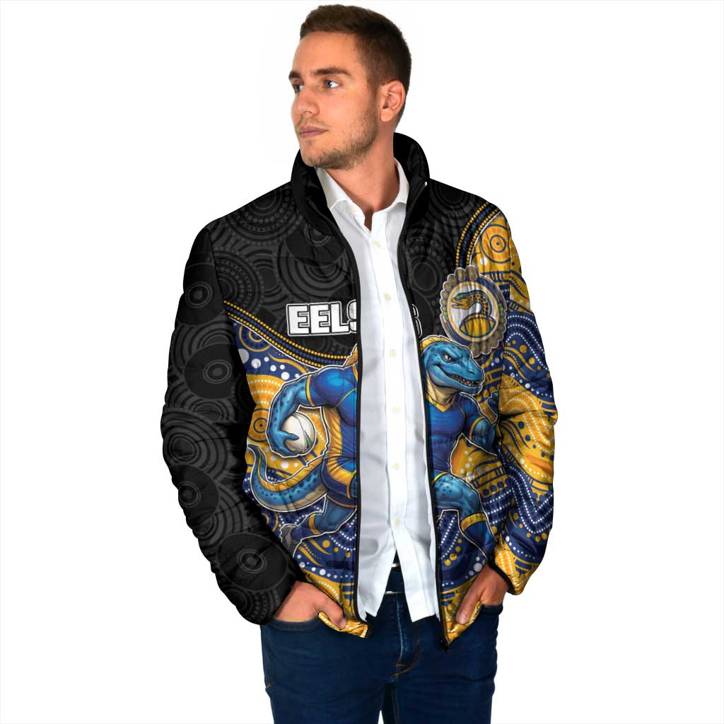 Custom Eels Padded Jacket Eel Mascot With Aboriginal Indigenous