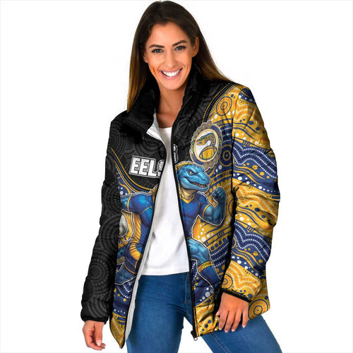 Custom Eels Padded Jacket Eel Mascot With Aboriginal Indigenous