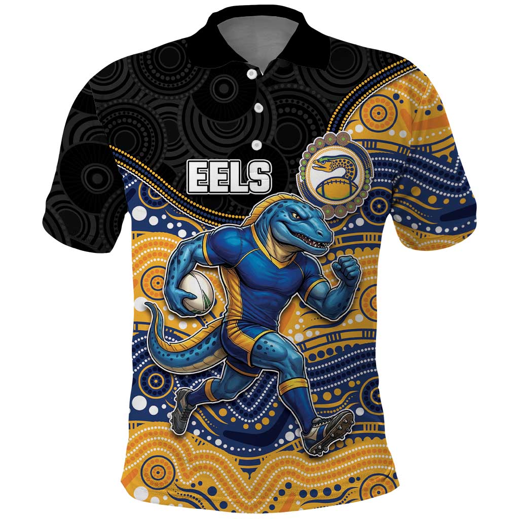 Custom Eels Polo Shirt Eel Mascot With Aboriginal Indigenous