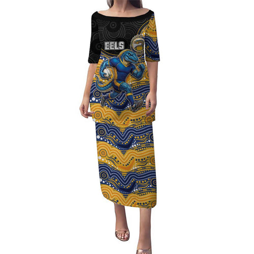 Custom Eels Puletasi Eel Mascot With Aboriginal Indigenous