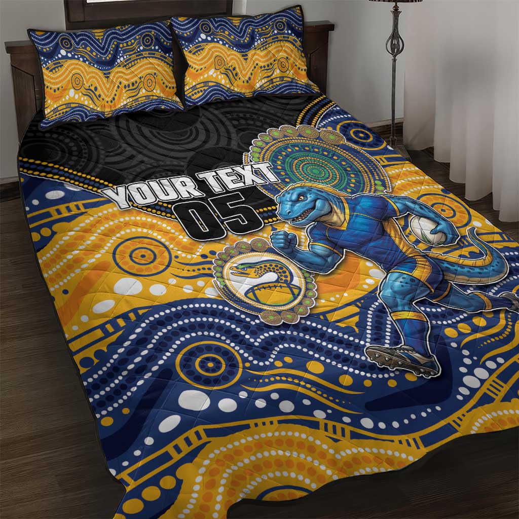 Custom Eels Quilt Bed Set Eel Mascot With Aboriginal Indigenous