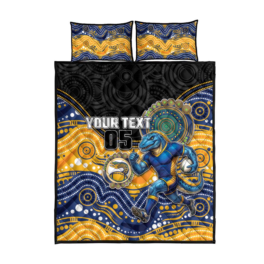 Custom Eels Quilt Bed Set Eel Mascot With Aboriginal Indigenous