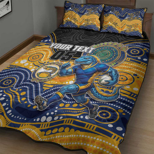 Custom Eels Quilt Bed Set Eel Mascot With Aboriginal Indigenous