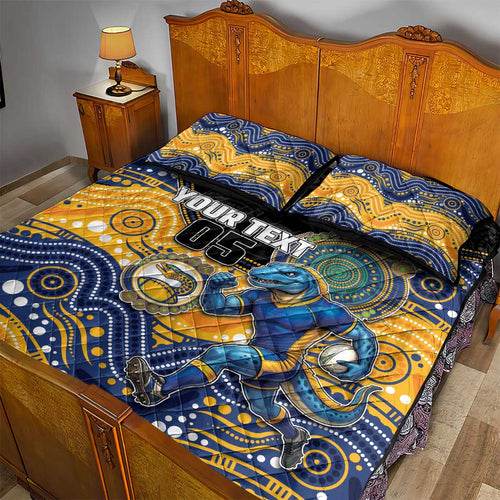 Custom Eels Quilt Bed Set Eel Mascot With Aboriginal Indigenous