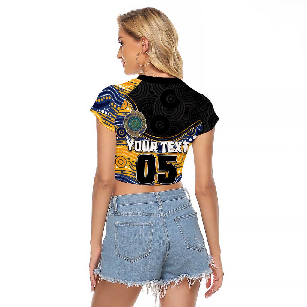 Custom Eels Raglan Cropped T Shirt Eel Mascot With Aboriginal Indigenous