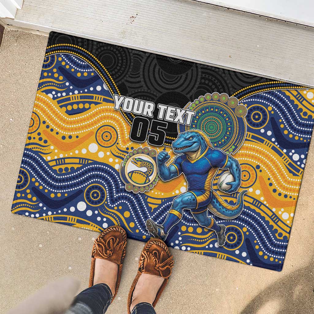 Custom Eels Rubber Doormat Eel Mascot With Aboriginal Indigenous