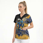 Custom Eels Scrub Top Eel Mascot With Aboriginal Indigenous