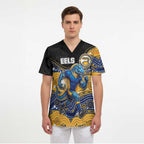 Custom Eels Scrub Top Eel Mascot With Aboriginal Indigenous