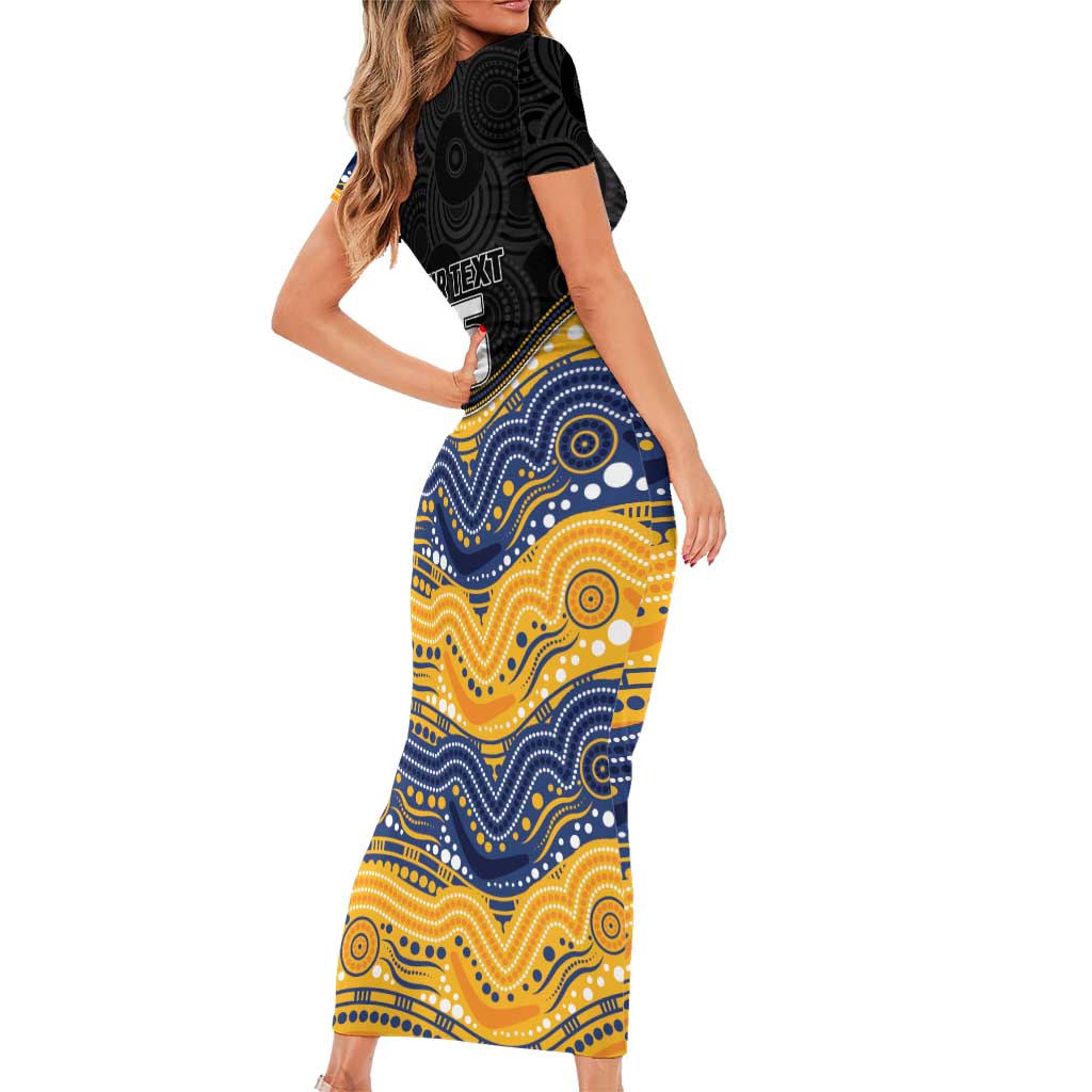 Custom Eels Short Sleeve Bodycon Dress Eel Mascot With Aboriginal Indigenous