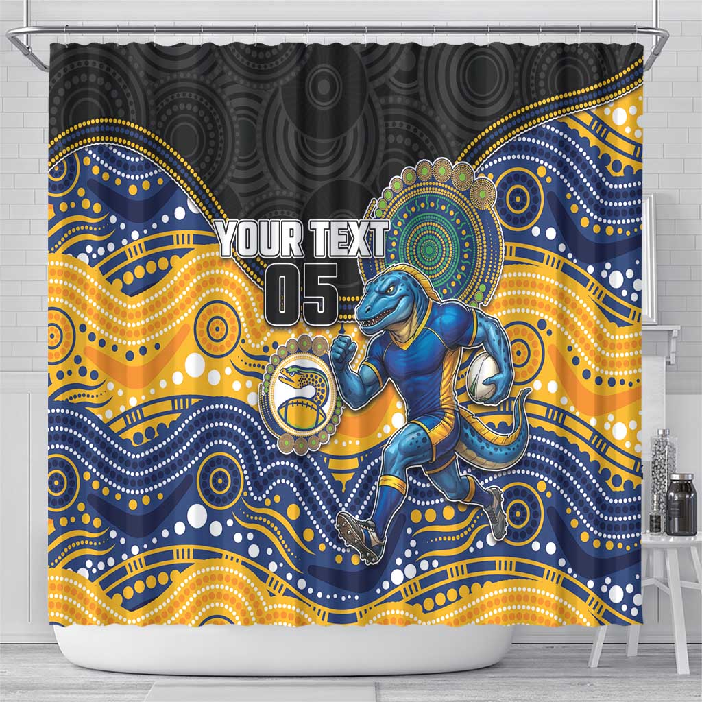 Custom Eels Shower Curtain Eel Mascot With Aboriginal Indigenous