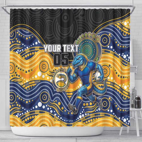 Custom Eels Shower Curtain Eel Mascot With Aboriginal Indigenous