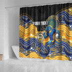 Custom Eels Shower Curtain Eel Mascot With Aboriginal Indigenous