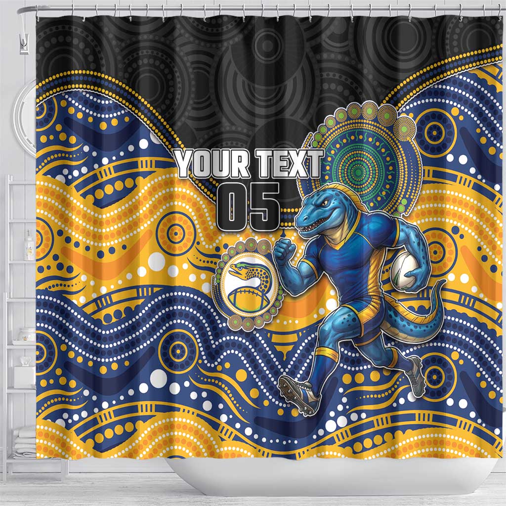 Custom Eels Shower Curtain Eel Mascot With Aboriginal Indigenous