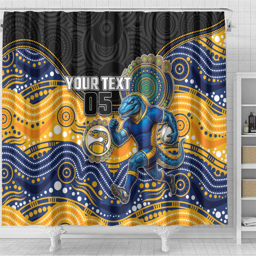 Custom Eels Shower Curtain Eel Mascot With Aboriginal Indigenous