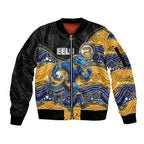 Custom Eels Sleeve Zip Bomber Jacket Eel Mascot With Aboriginal Indigenous