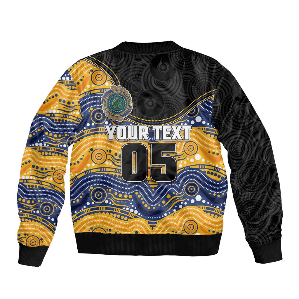 Custom Eels Sleeve Zip Bomber Jacket Eel Mascot With Aboriginal Indigenous