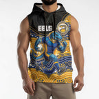 Custom Eels Sleeveless Hoodie Eel Mascot With Aboriginal Indigenous