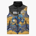 Custom Eels Sleeveless Puffer Jacket Eel Mascot With Aboriginal Indigenous