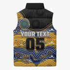 Custom Eels Sleeveless Puffer Jacket Eel Mascot With Aboriginal Indigenous