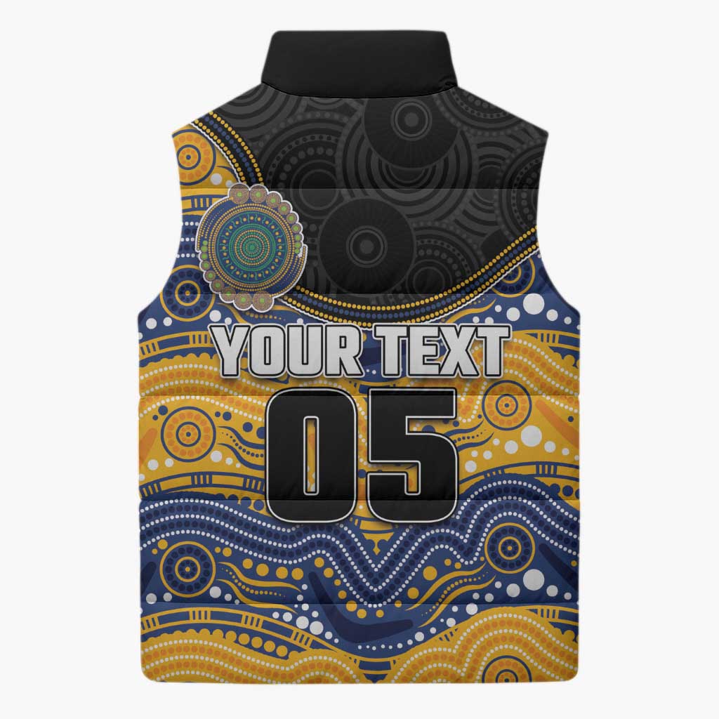 Custom Eels Sleeveless Puffer Jacket Eel Mascot With Aboriginal Indigenous