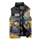 Custom Eels Sleeveless Puffer Jacket Eel Mascot With Aboriginal Indigenous