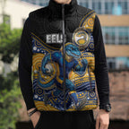 Custom Eels Sleeveless Puffer Jacket Eel Mascot With Aboriginal Indigenous