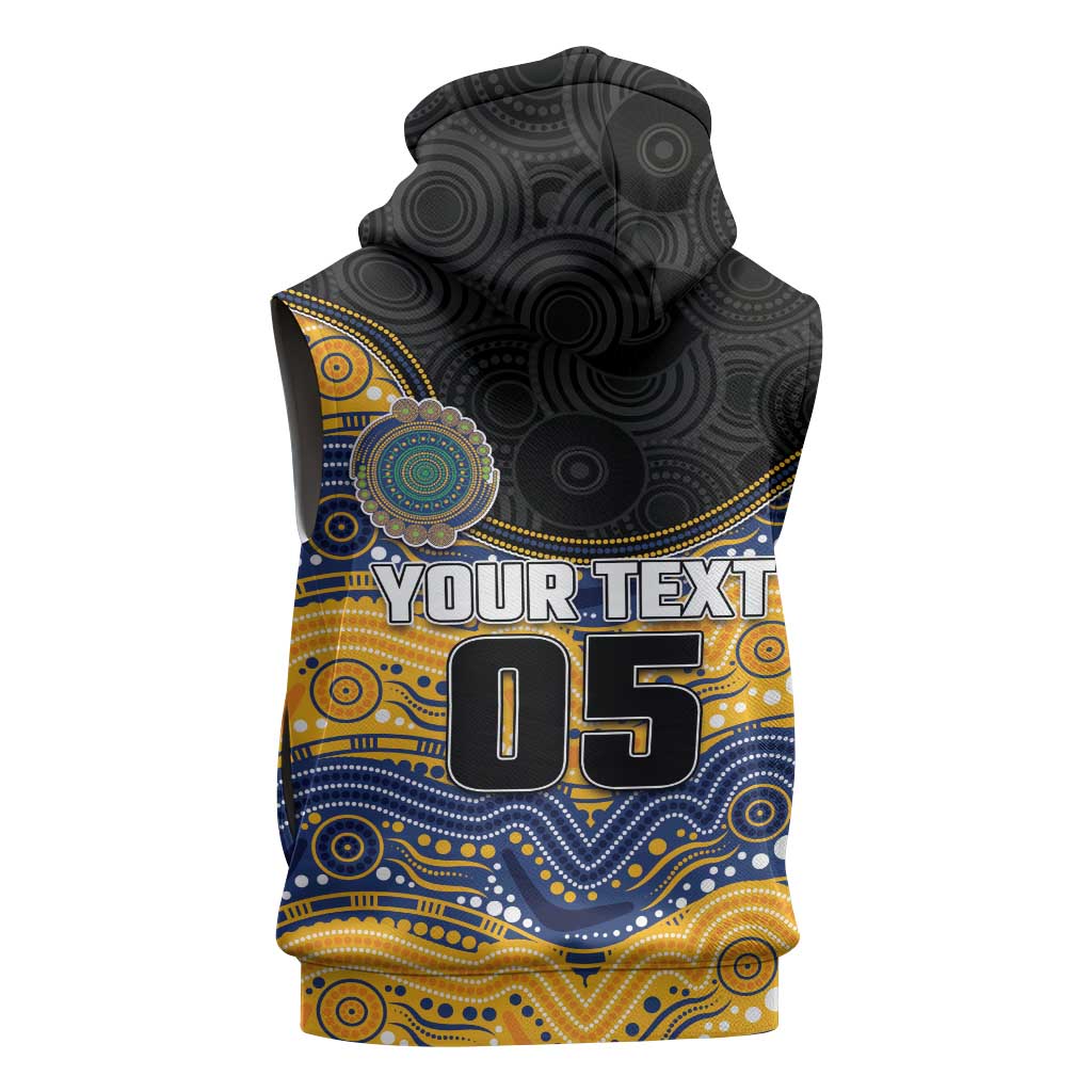 Custom Eels Sleeveless Zip Hoodie Eel Mascot With Aboriginal Indigenous