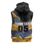 Custom Eels Sleeveless Zip Hoodie Eel Mascot With Aboriginal Indigenous