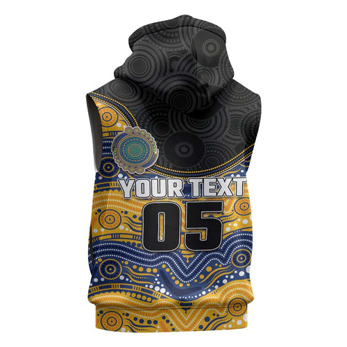 Custom Eels Sleeveless Zip Hoodie Eel Mascot With Aboriginal Indigenous