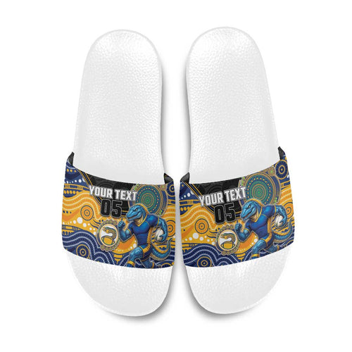 Custom Eels Slide Sandals Eel Mascot With Aboriginal Indigenous