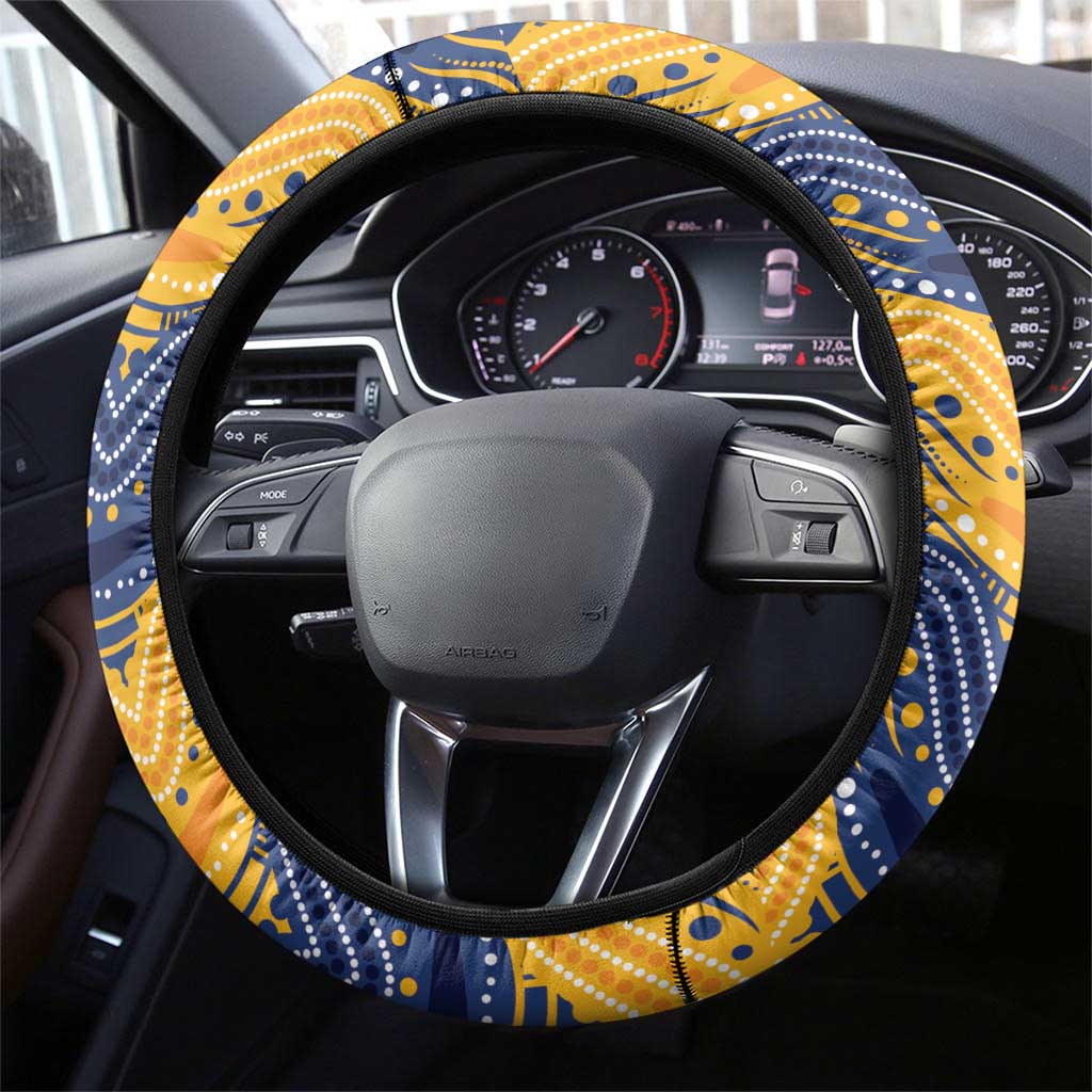 Eels Steering Wheel Cover Eel Mascot With Aboriginal Indigenous