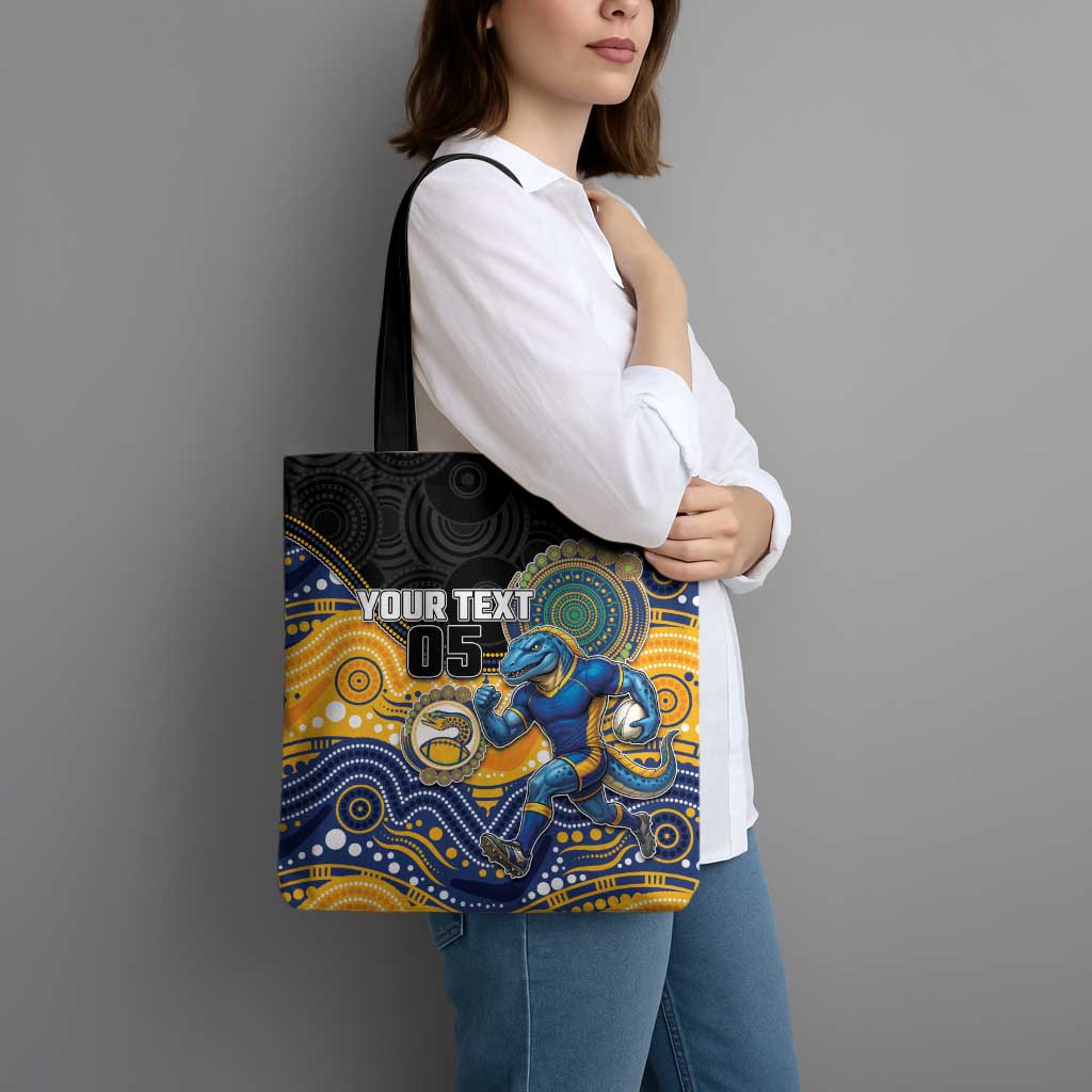 Custom Eels Tote Bag Eel Mascot With Aboriginal Indigenous