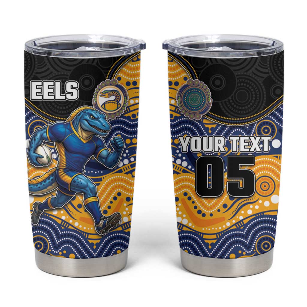 Custom Eels Tumbler Cup Eel Mascot With Aboriginal Indigenous