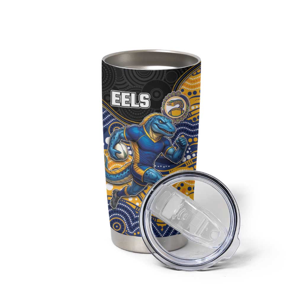 Custom Eels Tumbler Cup Eel Mascot With Aboriginal Indigenous