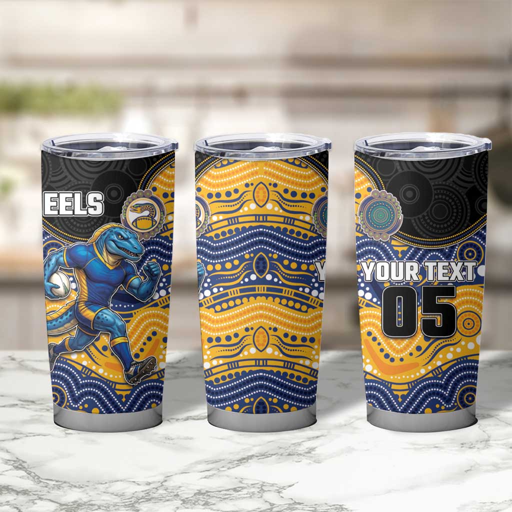 Custom Eels Tumbler Cup Eel Mascot With Aboriginal Indigenous