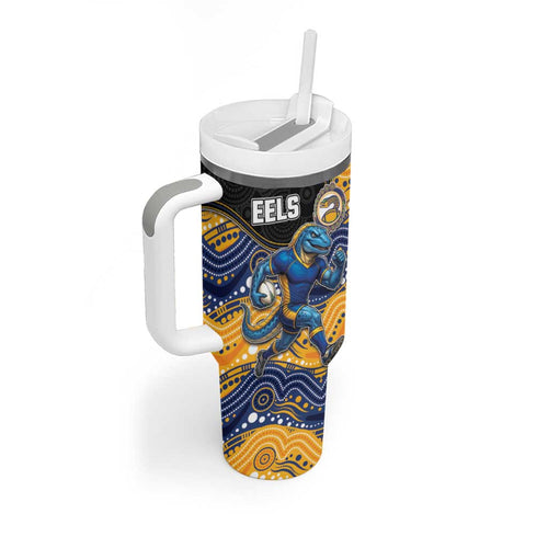 Custom Eels Tumbler With Handle Eel Mascot With Aboriginal Indigenous