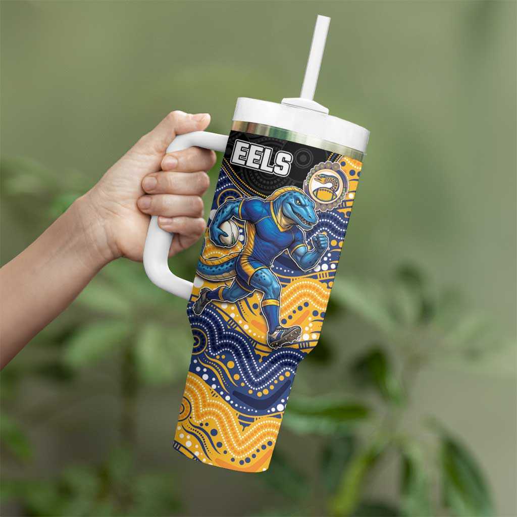 Custom Eels Tumbler With Handle Eel Mascot With Aboriginal Indigenous