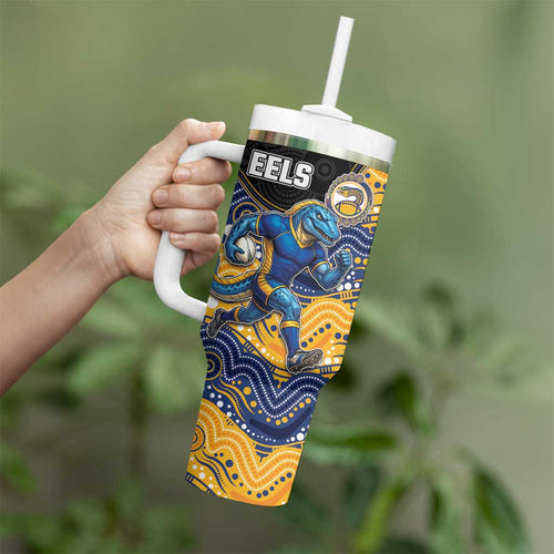 Custom Eels Tumbler With Handle Eel Mascot With Aboriginal Indigenous