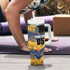 Custom Eels Tumbler With Handle Eel Mascot With Aboriginal Indigenous