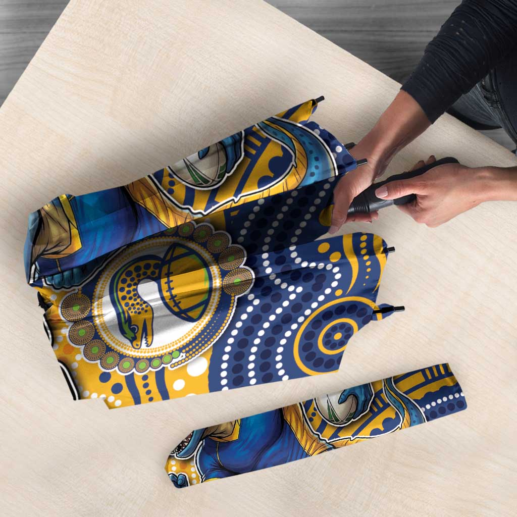 Custom Eels Umbrella Eel Mascot With Aboriginal Indigenous