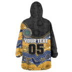 Custom Eels Wearable Blanket Hoodie Eel Mascot With Aboriginal Indigenous
