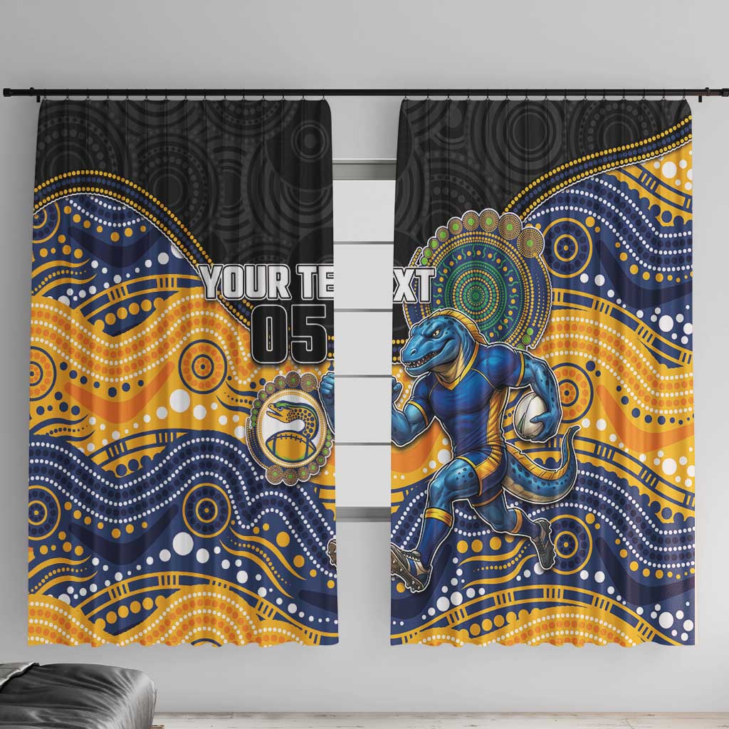 Custom Eels Window Curtain Eel Mascot With Aboriginal Indigenous