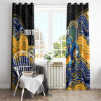Custom Eels Window Curtain Eel Mascot With Aboriginal Indigenous