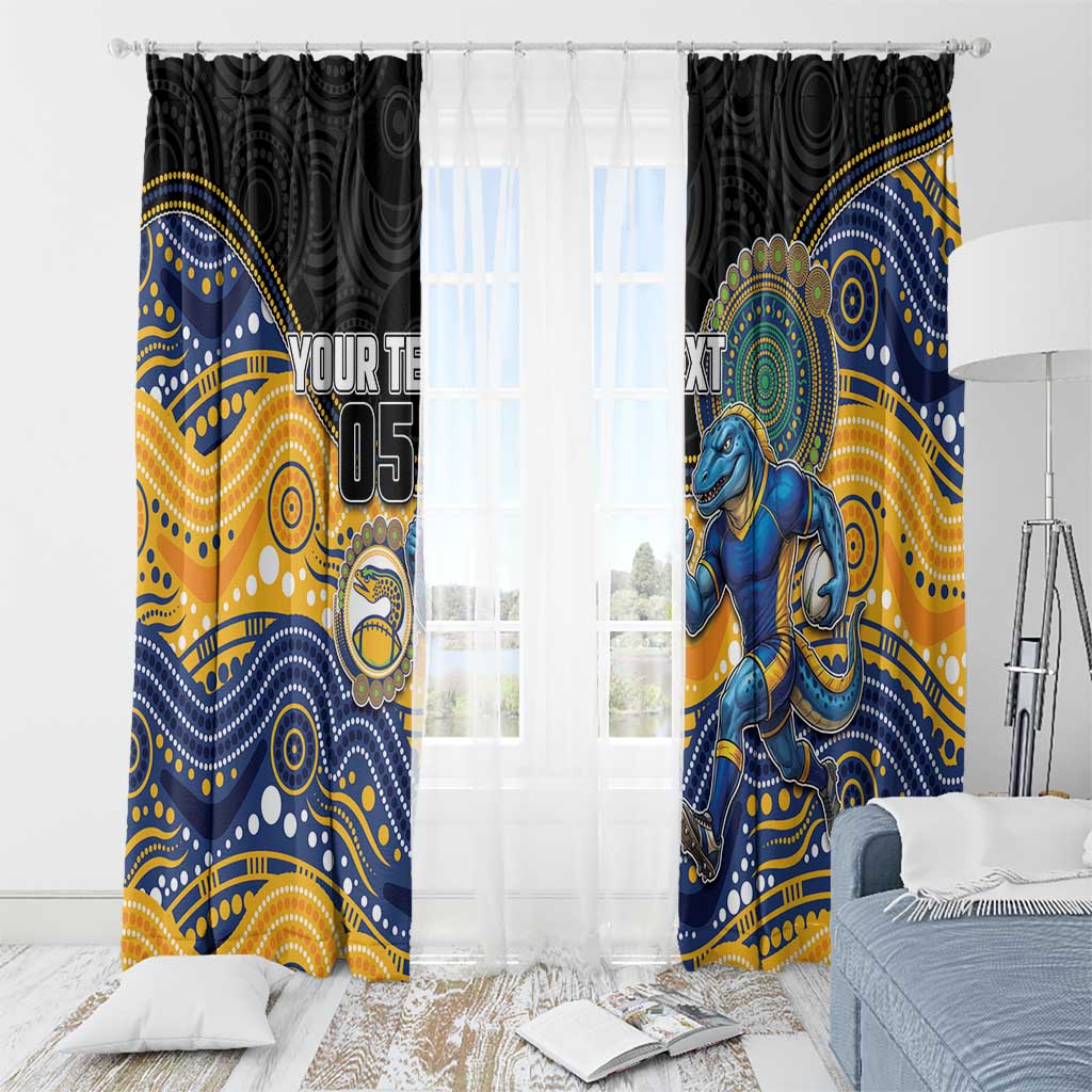 Custom Eels Window Curtain Eel Mascot With Aboriginal Indigenous