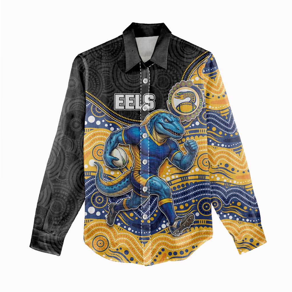 Custom Eels Women Casual Shirt Eel Mascot With Aboriginal Indigenous