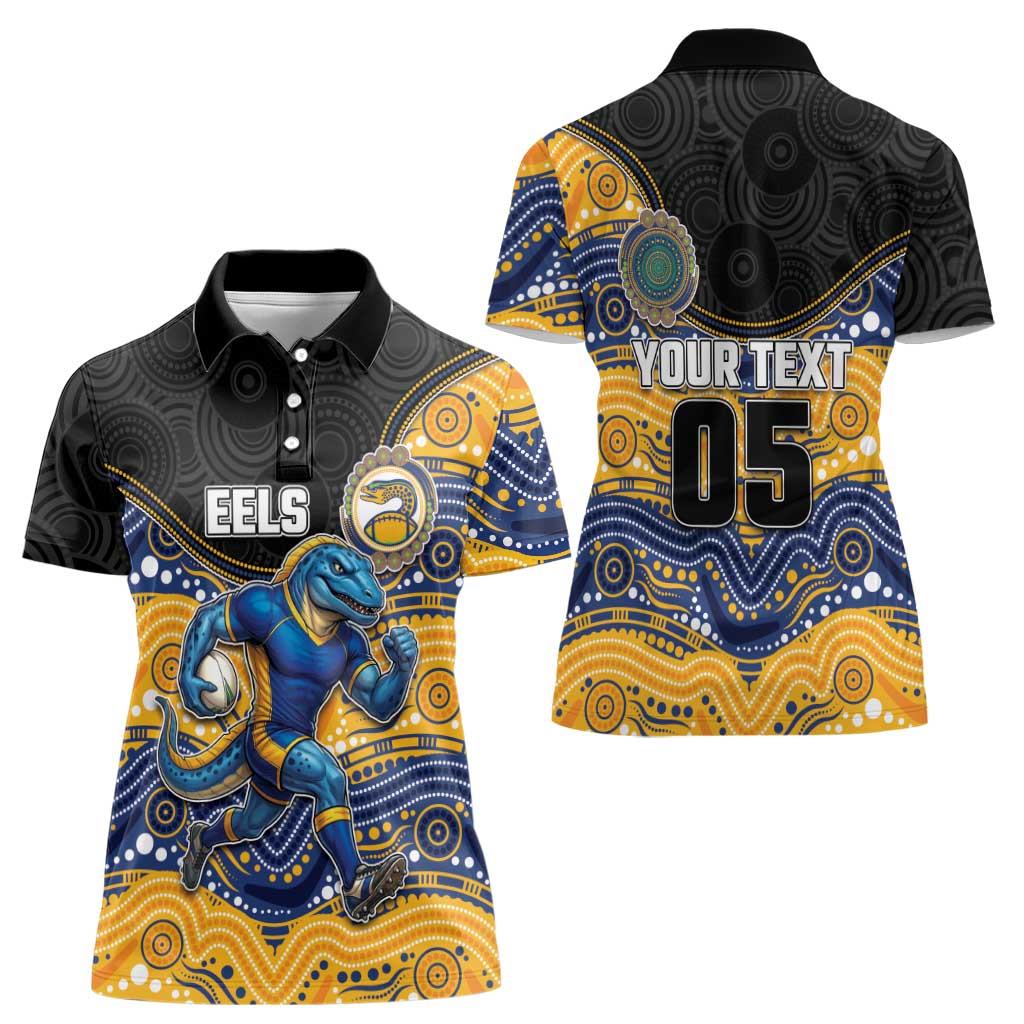 Custom Eels Women Polo Shirt Eel Mascot With Aboriginal Indigenous