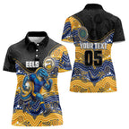 Custom Eels Women Polo Shirt Eel Mascot With Aboriginal Indigenous